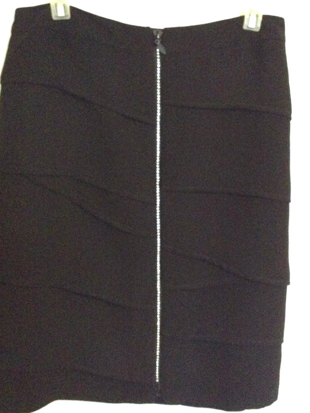 Laura Women's 8P Petite Black Pencil Knee Length Skirt Front Zipper Rhinestones